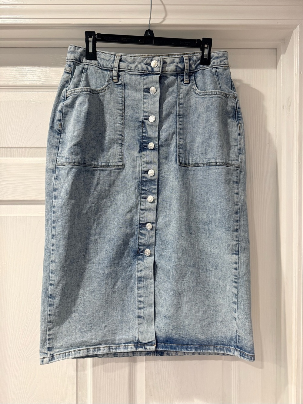 Sonoma Light Blue Denim Button-Front Midi Skirt